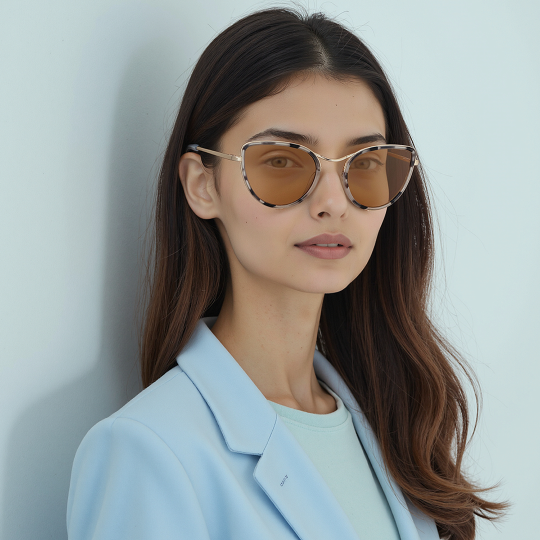 KI-no JS別注 Stripe Shade ＋ Amber コヨーテ セット Buy Brown Gradient Grey Gold Full Rim Cat Eye John Jacobs JJ TINTS