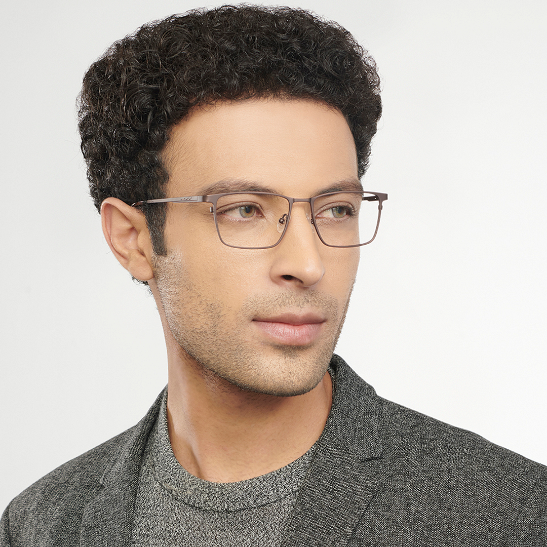 John Jacobs Light Brown Full Rim Rectangle left side