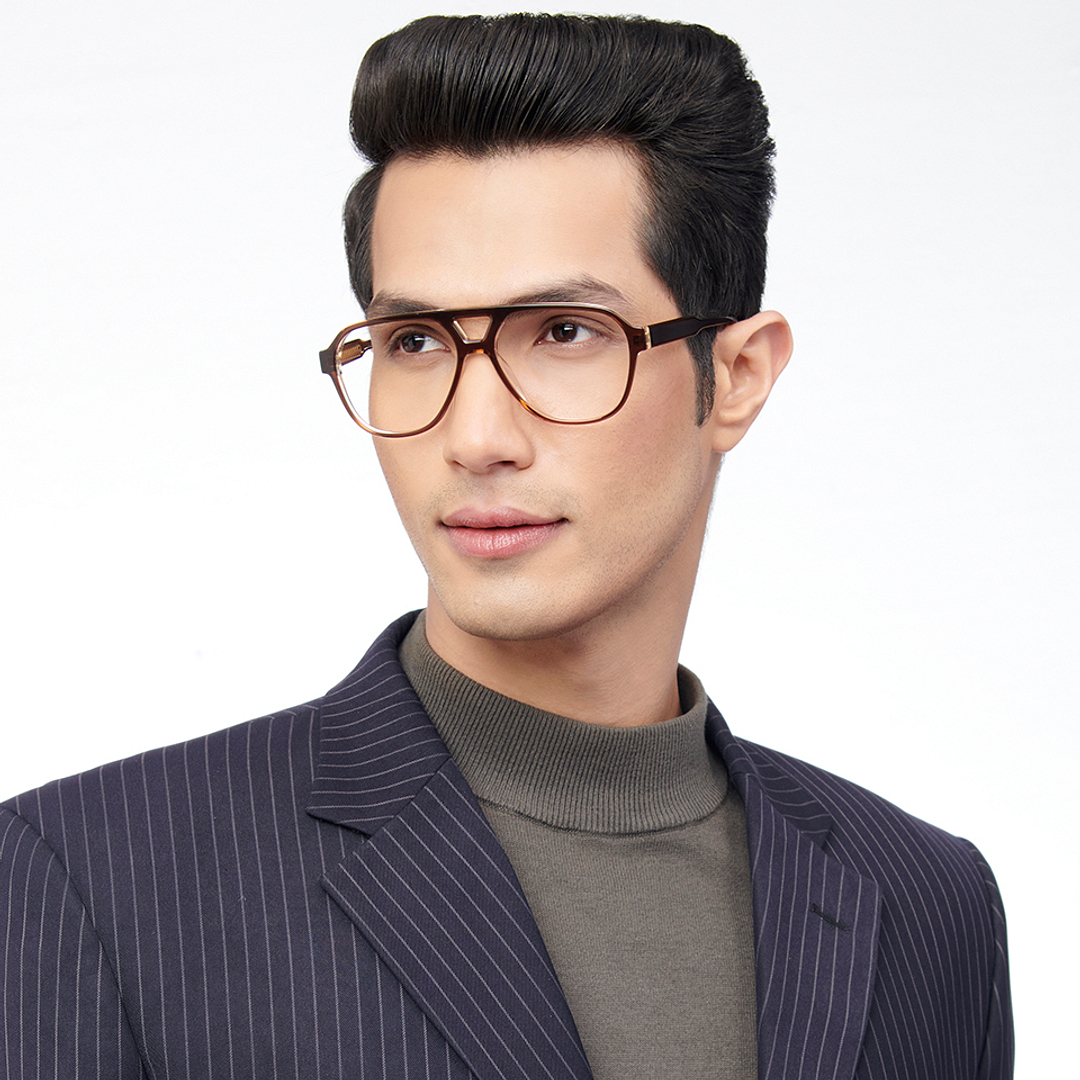 John Jacobs Online Brown Transparent Full Rim Aviator left side