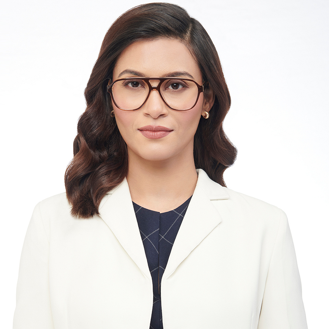 John Jacobs Online Brown Transparent Full Rim Aviator right side