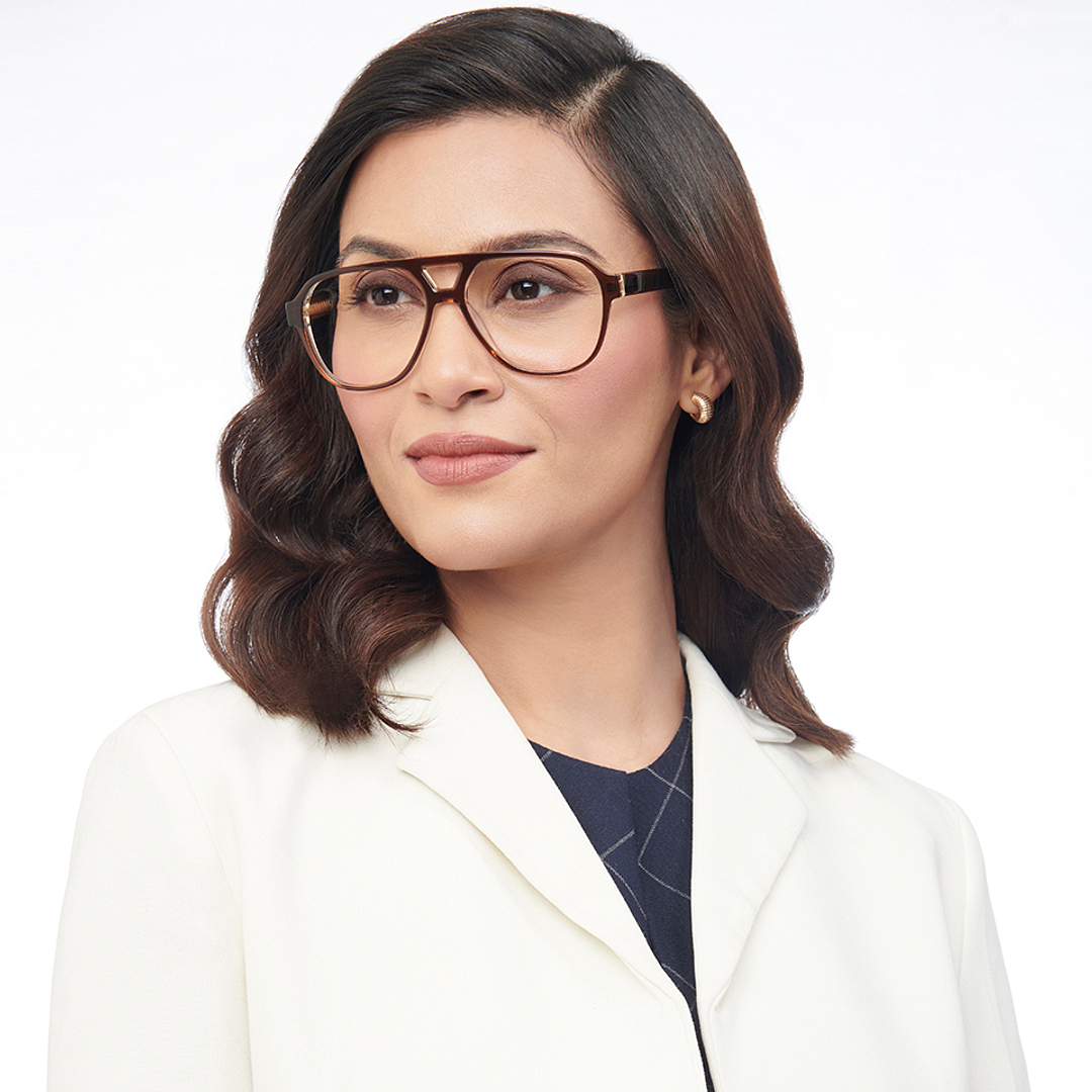 John Jacobs Online Brown Transparent Full Rim Aviator left side