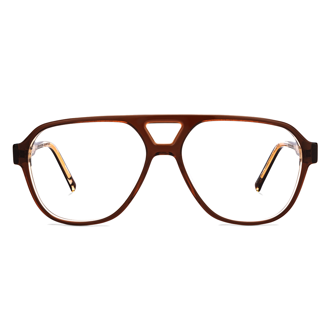 John Jacobs Online Brown Transparent Full Rim Aviator left side