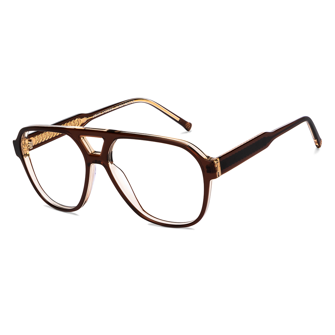 John Jacobs Online Brown Transparent Full Rim Aviator right side