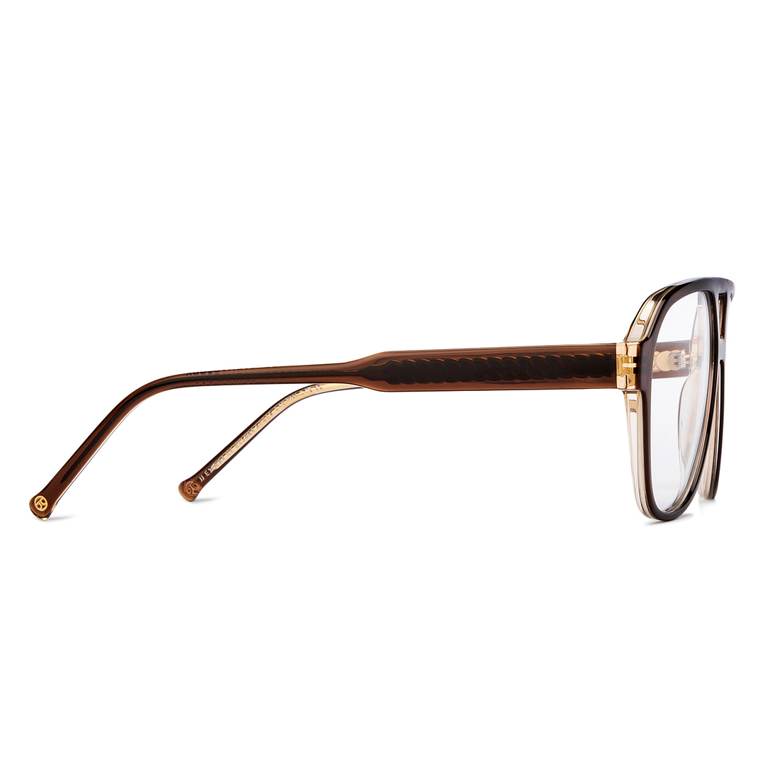 John Jacobs Online Brown Transparent Full Rim Aviator left side