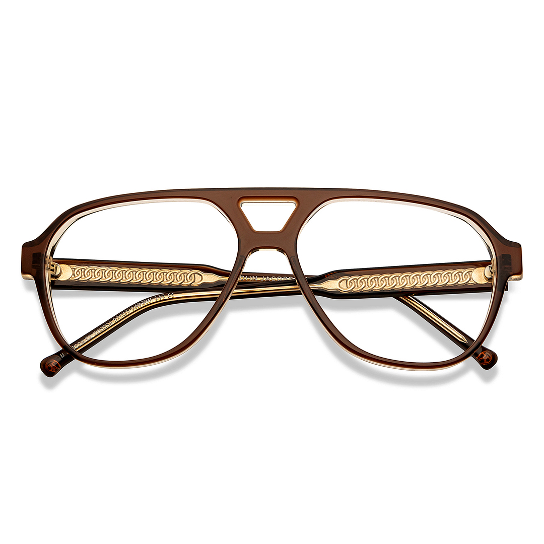 John Jacobs Online Brown Transparent Full Rim Aviator left side