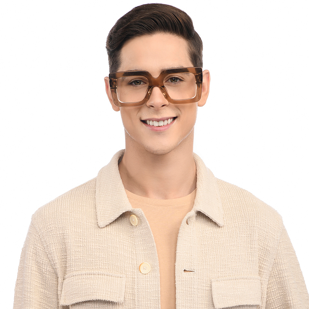 John Jacobs Online Brown Transparent Full Rim Square left side