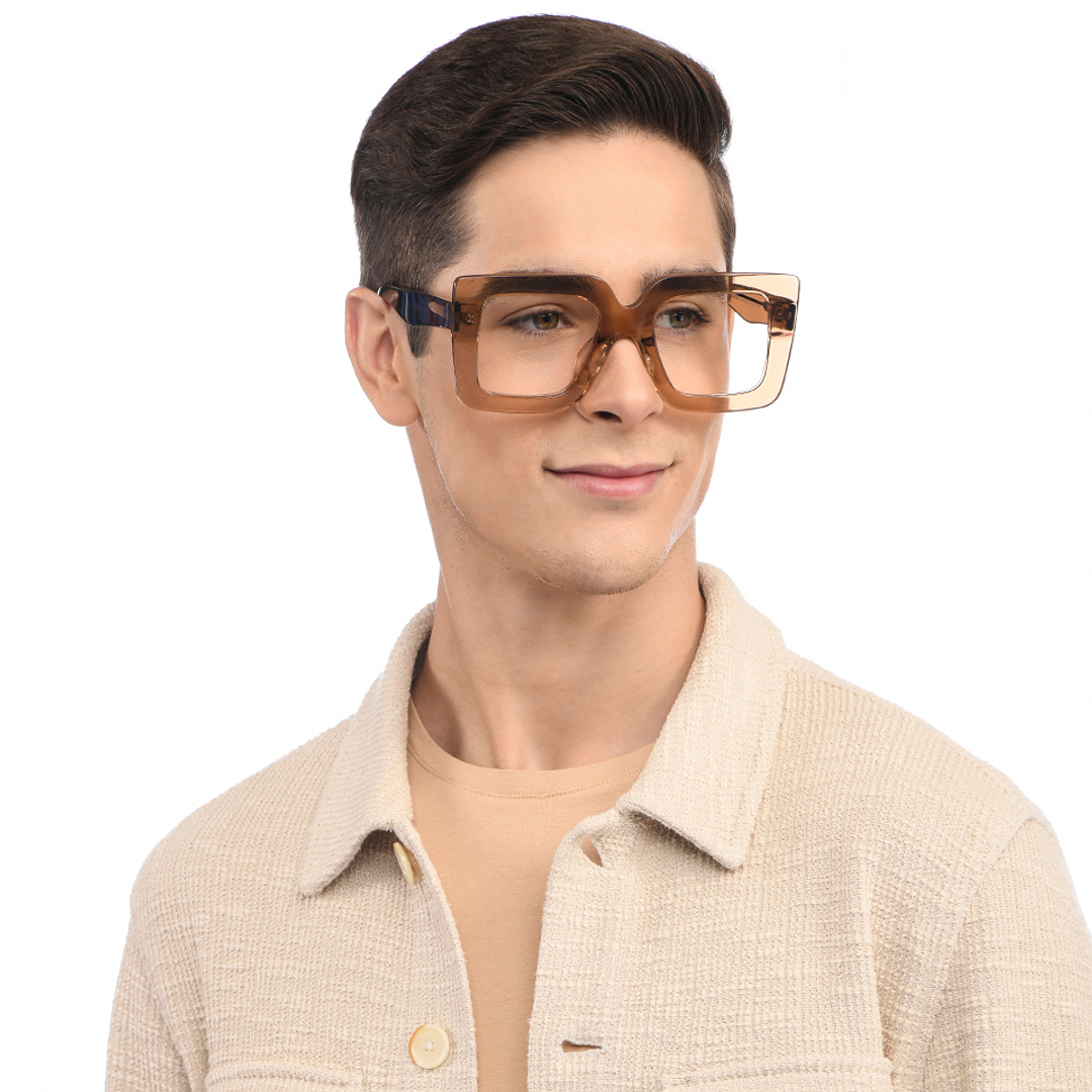 John Jacobs Online Brown Transparent Full Rim Square right side