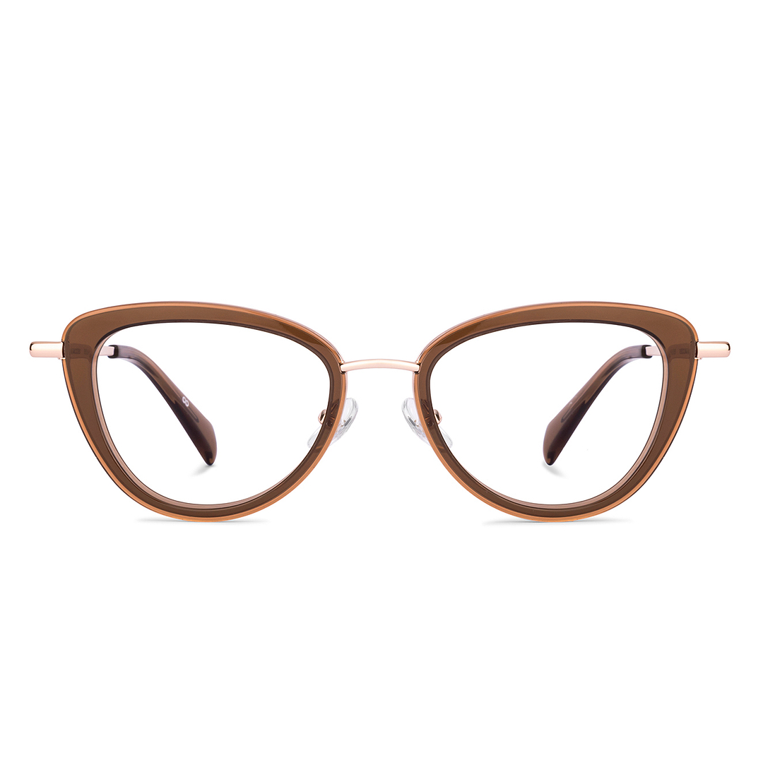 John Jacobs Online Brown Transparent Full Rim Cat Eye right side