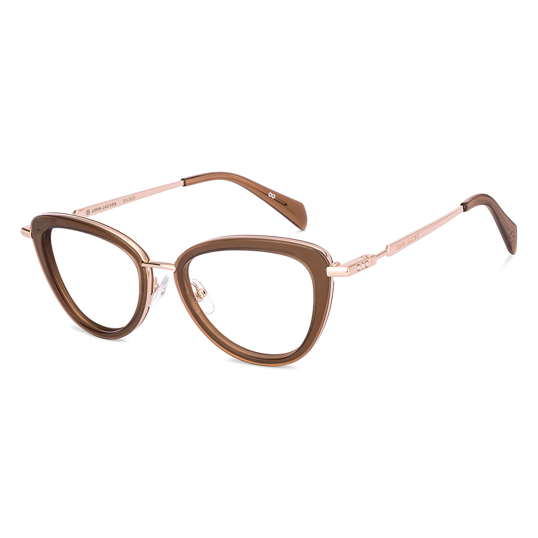 John Jacobs Online Brown Transparent Full Rim Cat Eye right side