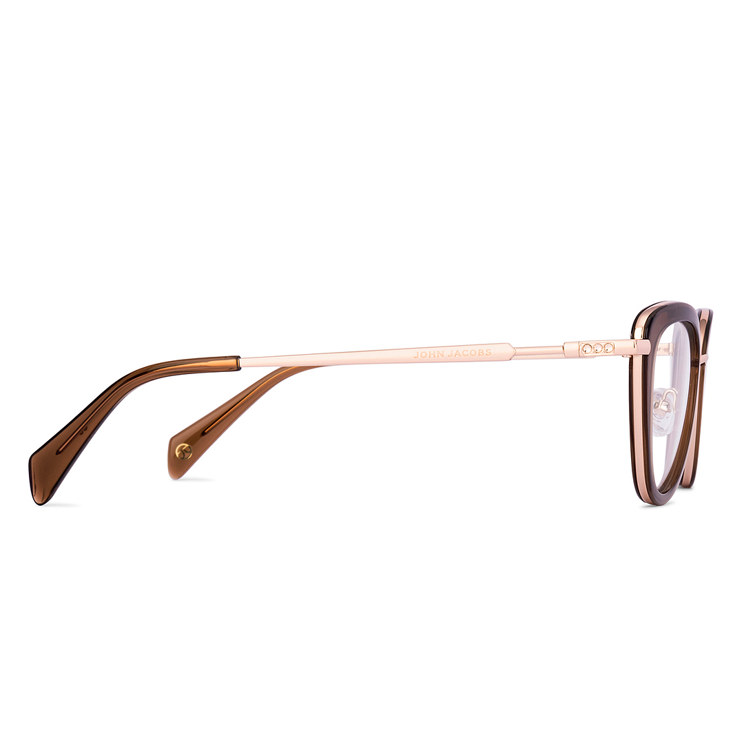 John Jacobs Online Brown Transparent Full Rim Cat Eye left side