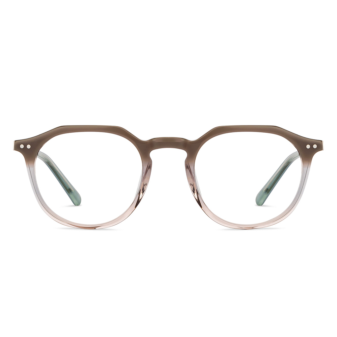 John Jacobs Brown Transparent Full Rim Geometric left side