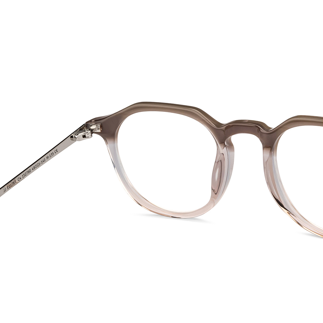 John Jacobs Brown Transparent Full Rim Geometric right side