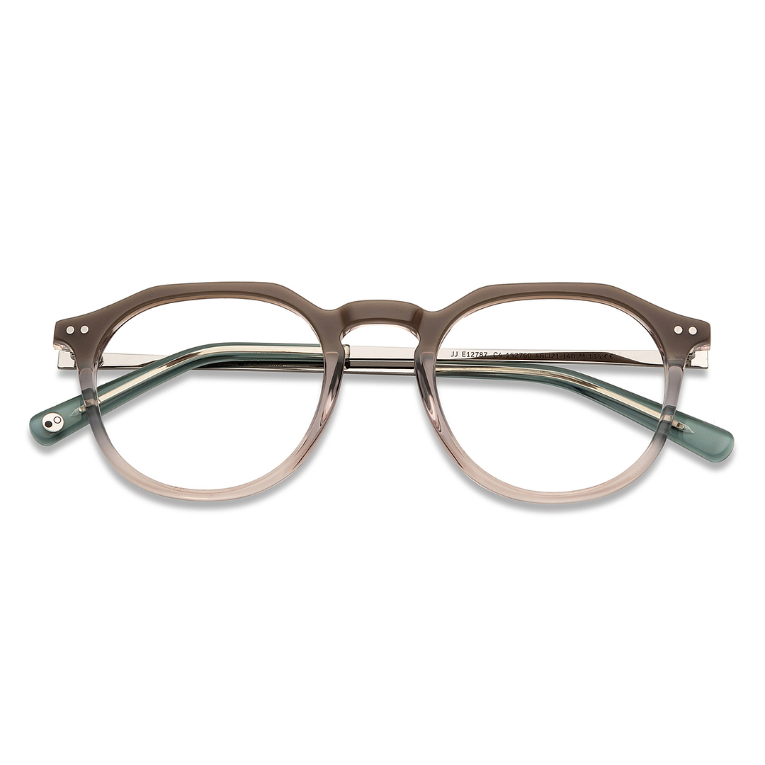 John Jacobs Brown Transparent Full Rim Geometric left side