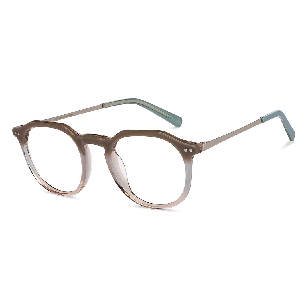 John Jacobs Brown Transparent Full Rim Geometric right side