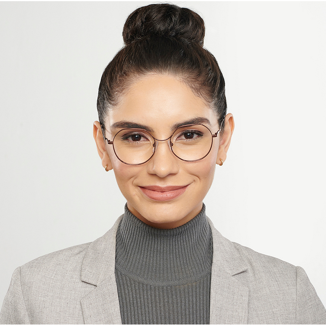 John Jacobs Online Light Brown Full Rim Geometric right side