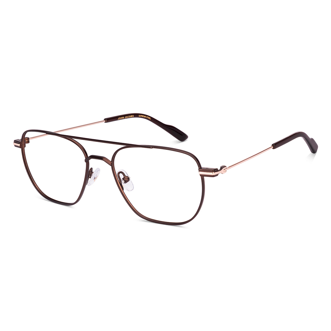 Dark Brown Gold Full Rim Aviator John Jacobs Supreme Steel JJ