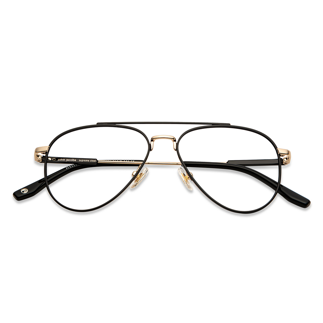 John Jacobs Black Full Rim Aviator left side