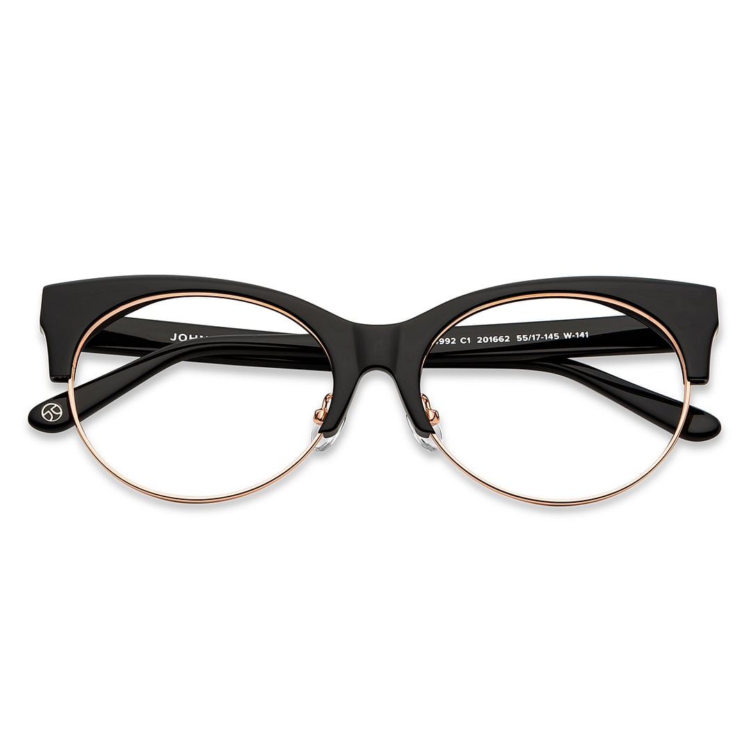 John Jacobs Black Full Rim Cat Eye left side