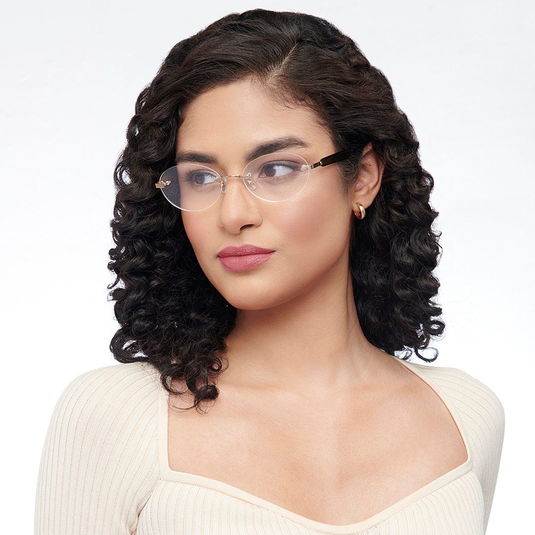 John Jacobs Online Gold Rimless Round left side