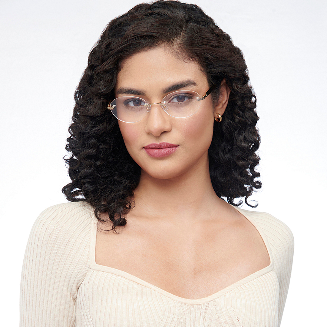 John Jacobs Online Gold Rimless Round right side