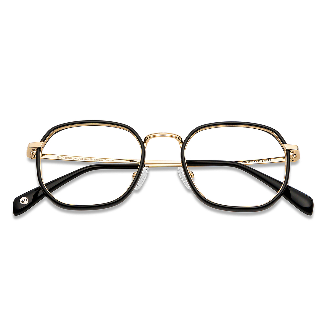 John Jacobs Black Full Rim Geometric left side