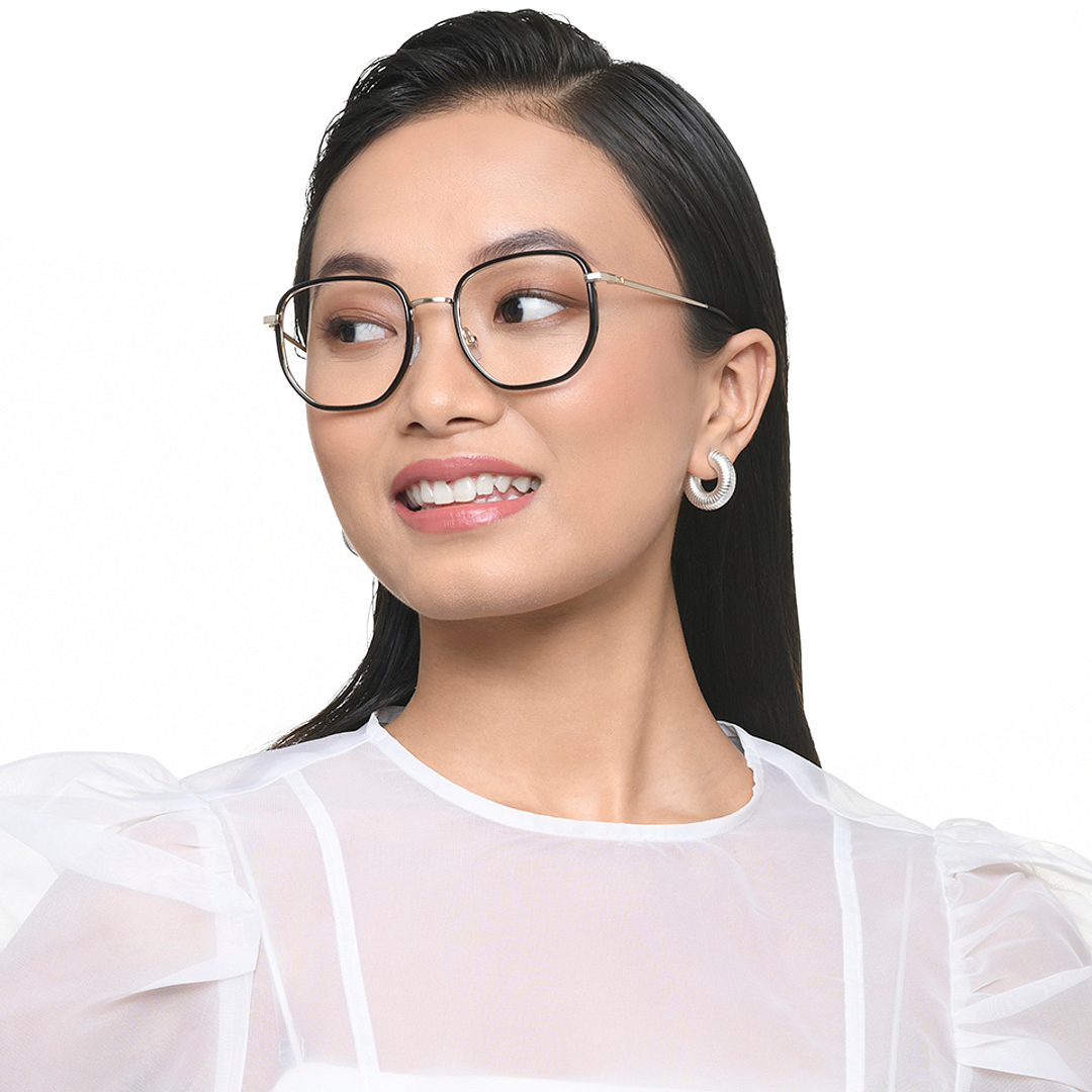 John Jacobs Online Black Full Rim Geometric left side