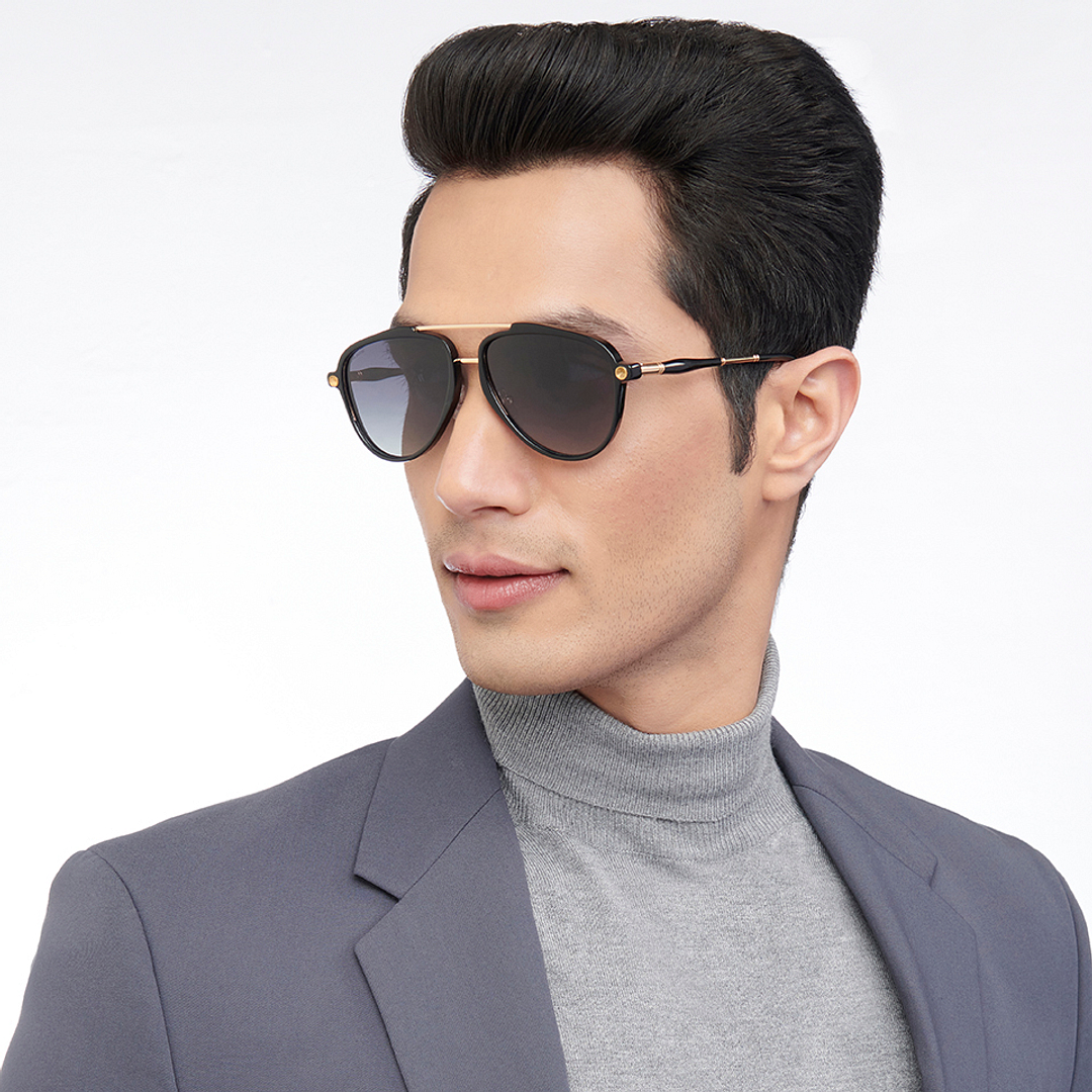 John Jacobs Black Full Rim Aviator left side