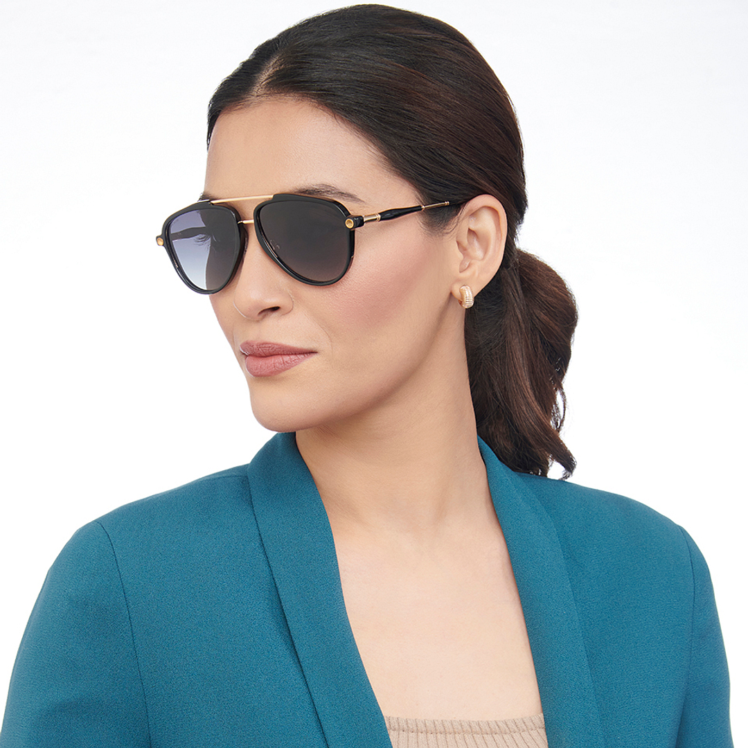John Jacobs Black Full Rim Aviator left side