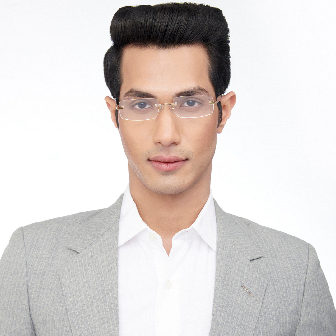 John Jacobs Online Gold Rimless Rectangle right side