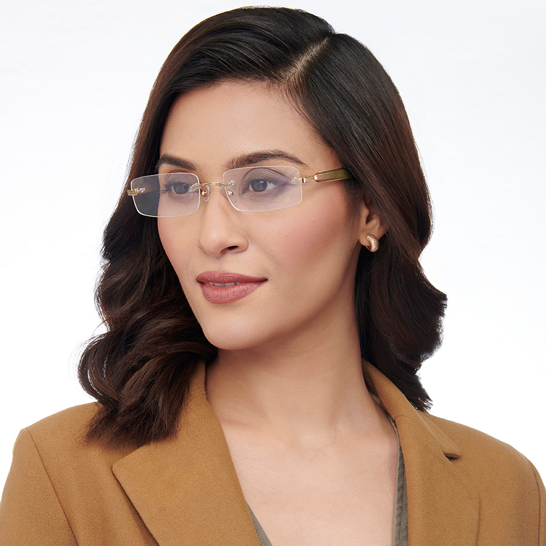 John Jacobs Online Gold Rimless Rectangle right side