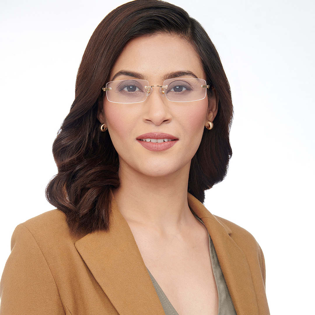 John Jacobs Online Gold Rimless Rectangle left side