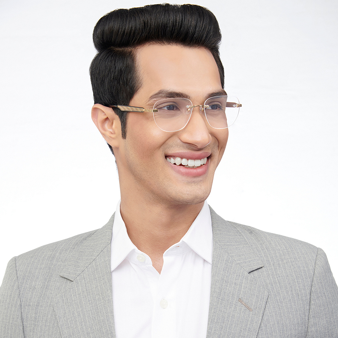 John Jacobs Online Gold Rimless Square right side