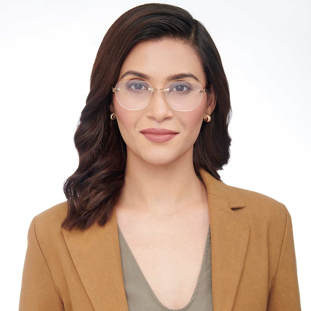 John Jacobs Online Gold Rimless Square right side