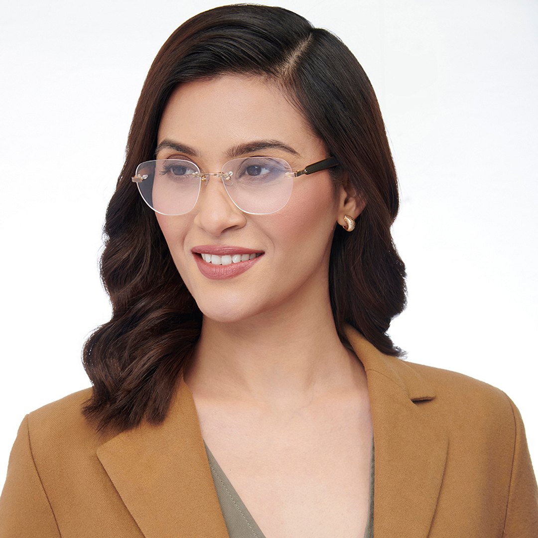 John Jacobs Online Gold Rimless Square left side