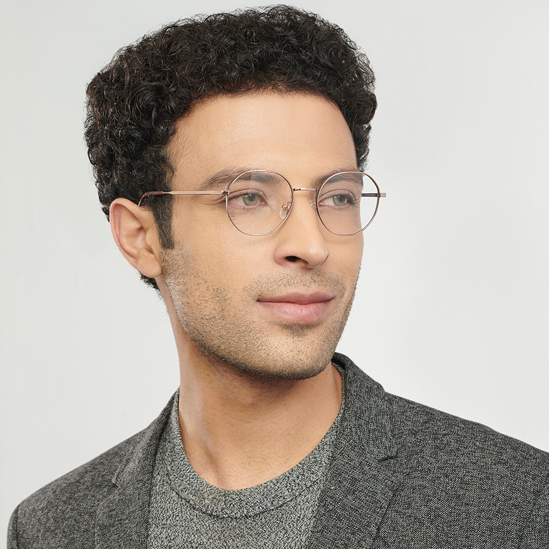 John Jacobs Online Gold Full Rim Round left side