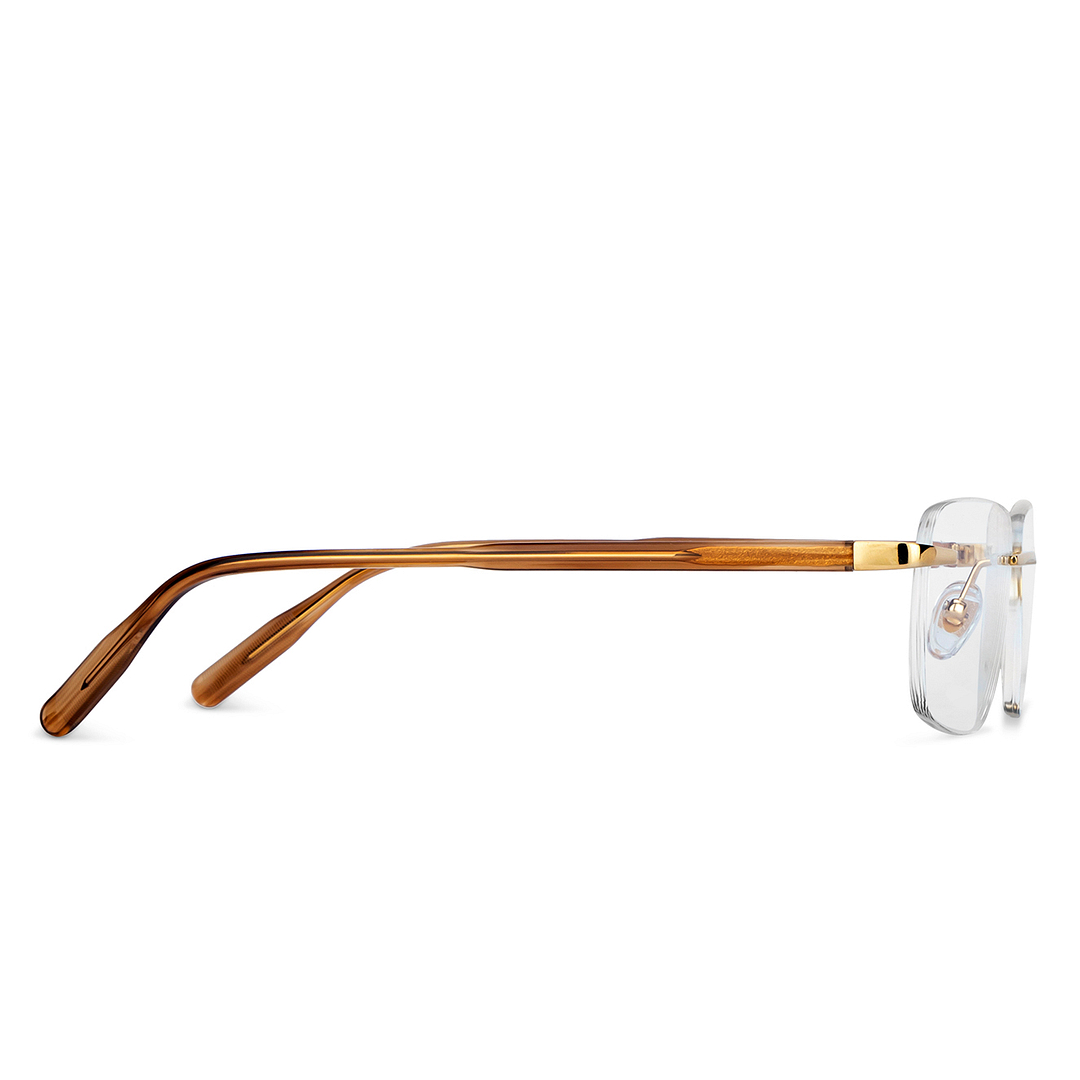 John Jacobs Online Gold Rimless Rectangle left side