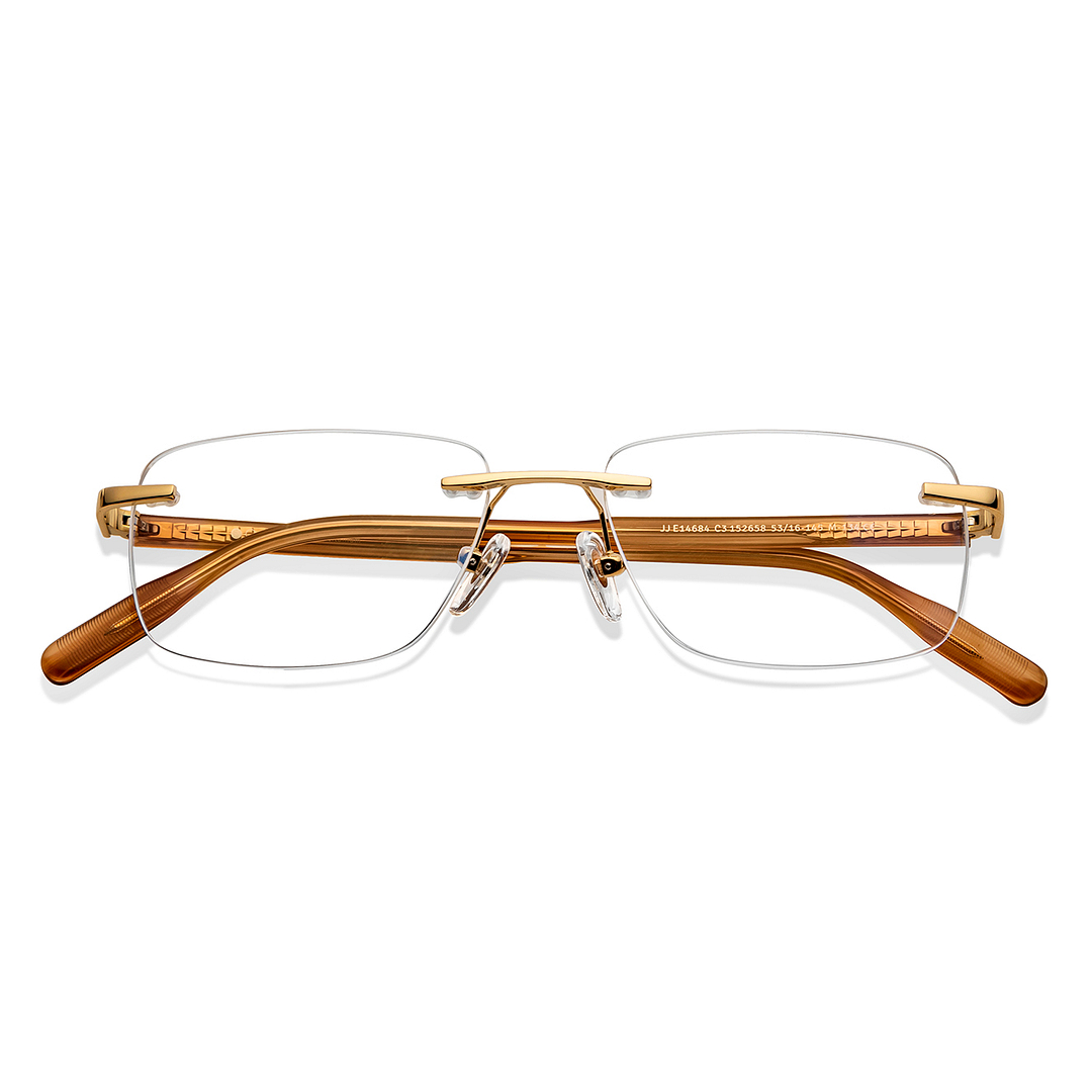 John Jacobs Online Gold Rimless Rectangle left side