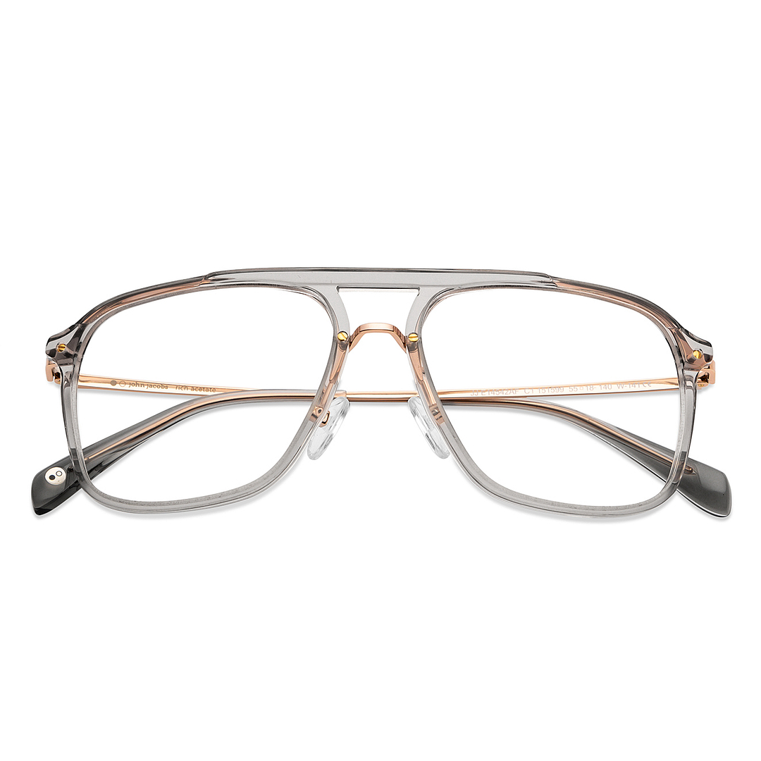 John Jacobs Online Gray Transparent Full Rim Aviator left side