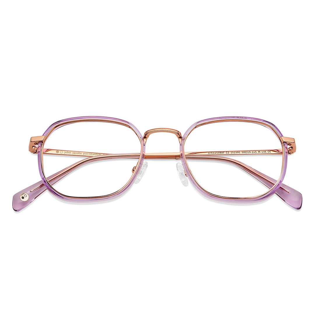 John Jacobs Purple Transparent Full Rim Geometric left side