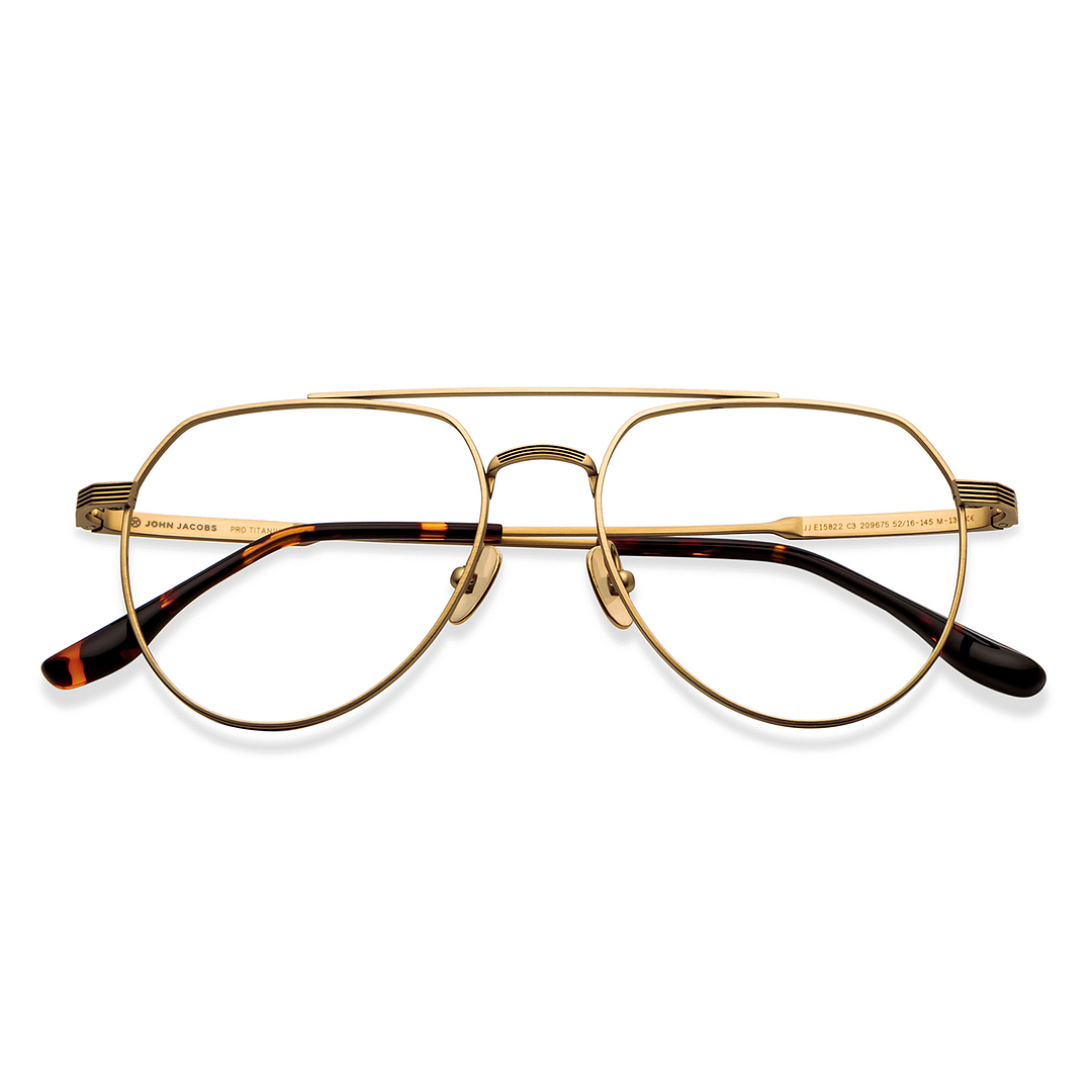 John Jacobs Gold Full Rim Aviator left side