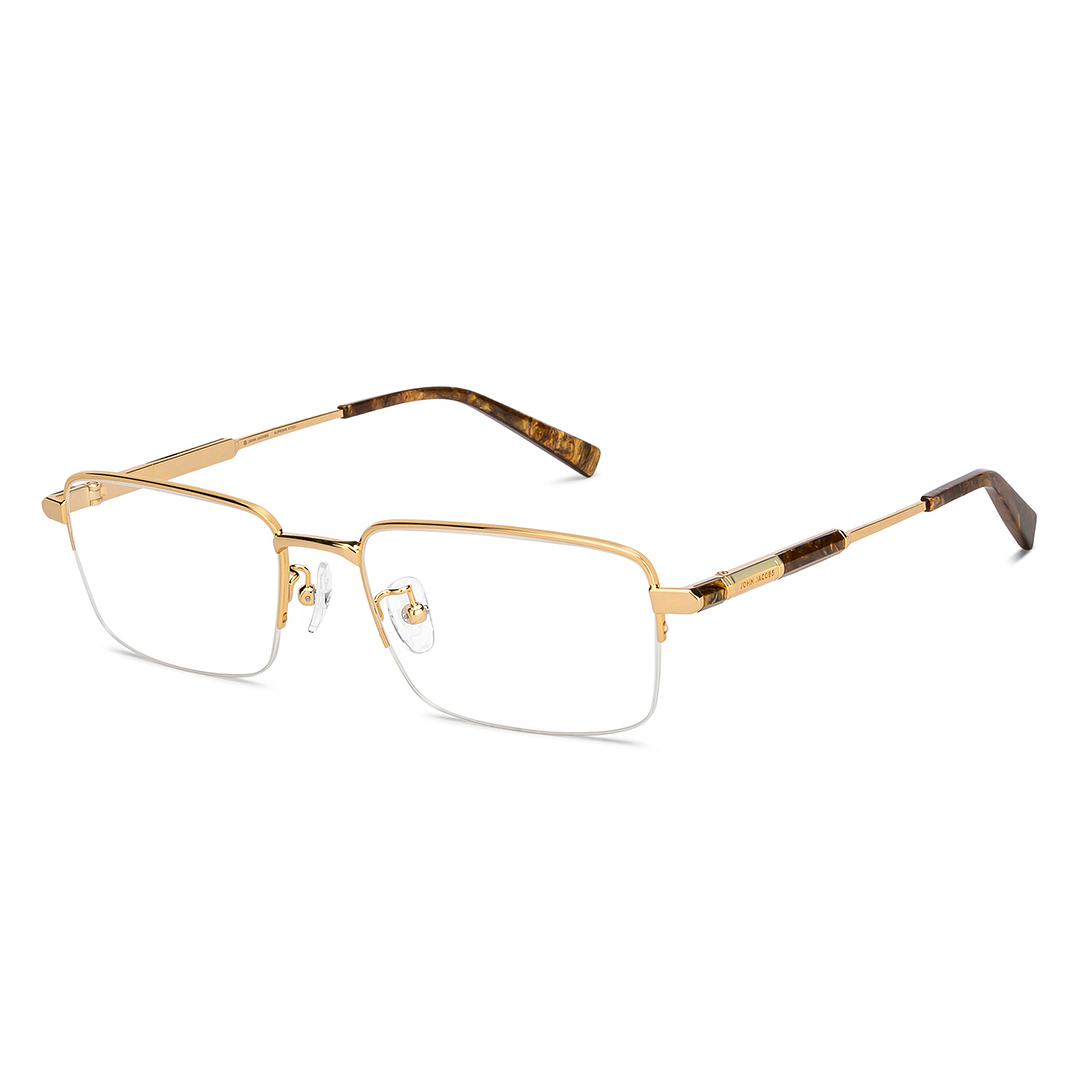 Buy Gold Tortoise Half Rim Rectangle John Jacobs Supreme Steel JJ
