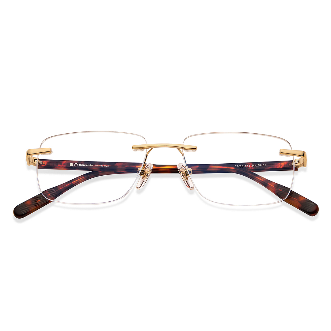 John Jacobs Online Gold Rimless Rectangle left side