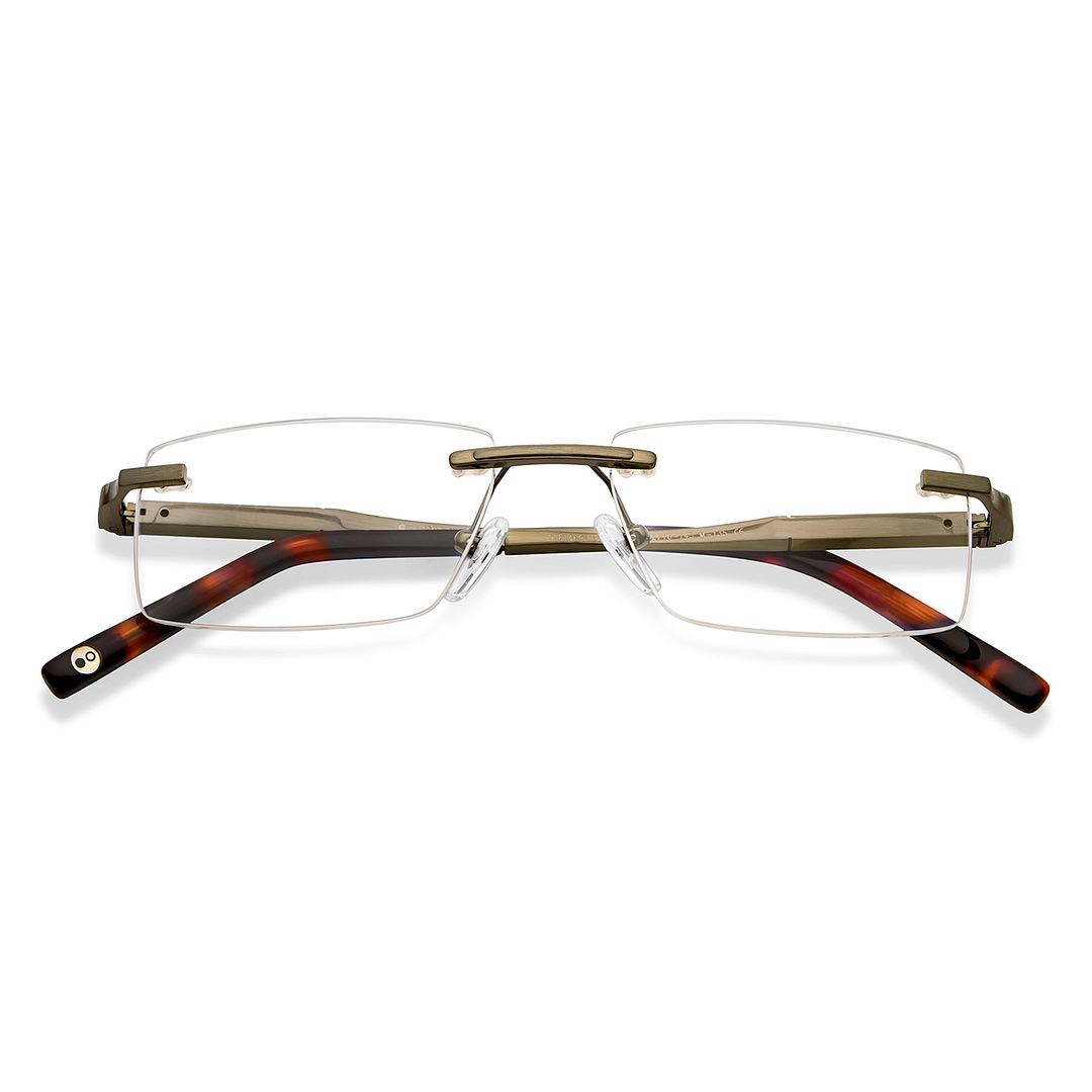 John Jacobs Online Gunmetal Rimless Rectangle left side
