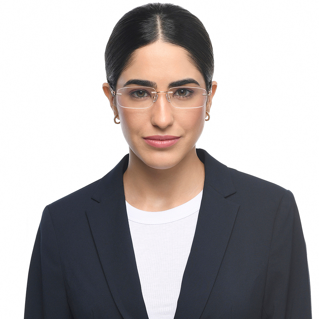 John Jacobs Online Gold Rimless Rectangle right side