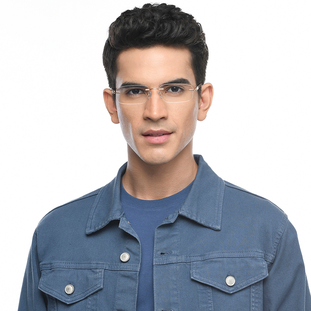 John Jacobs Online Gold Rimless Rectangle left side