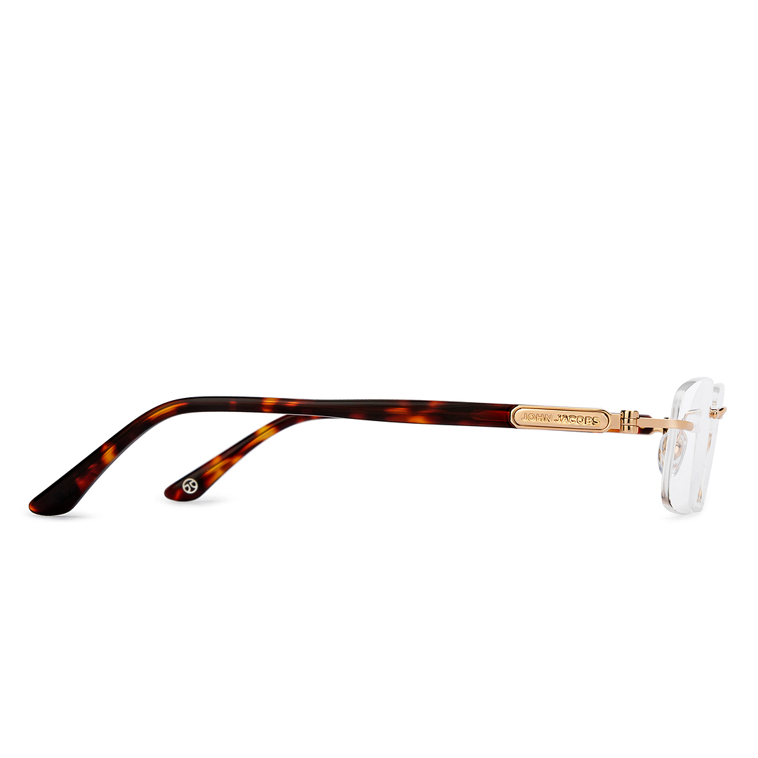 John Jacobs Online Gold Rimless Rectangle left side