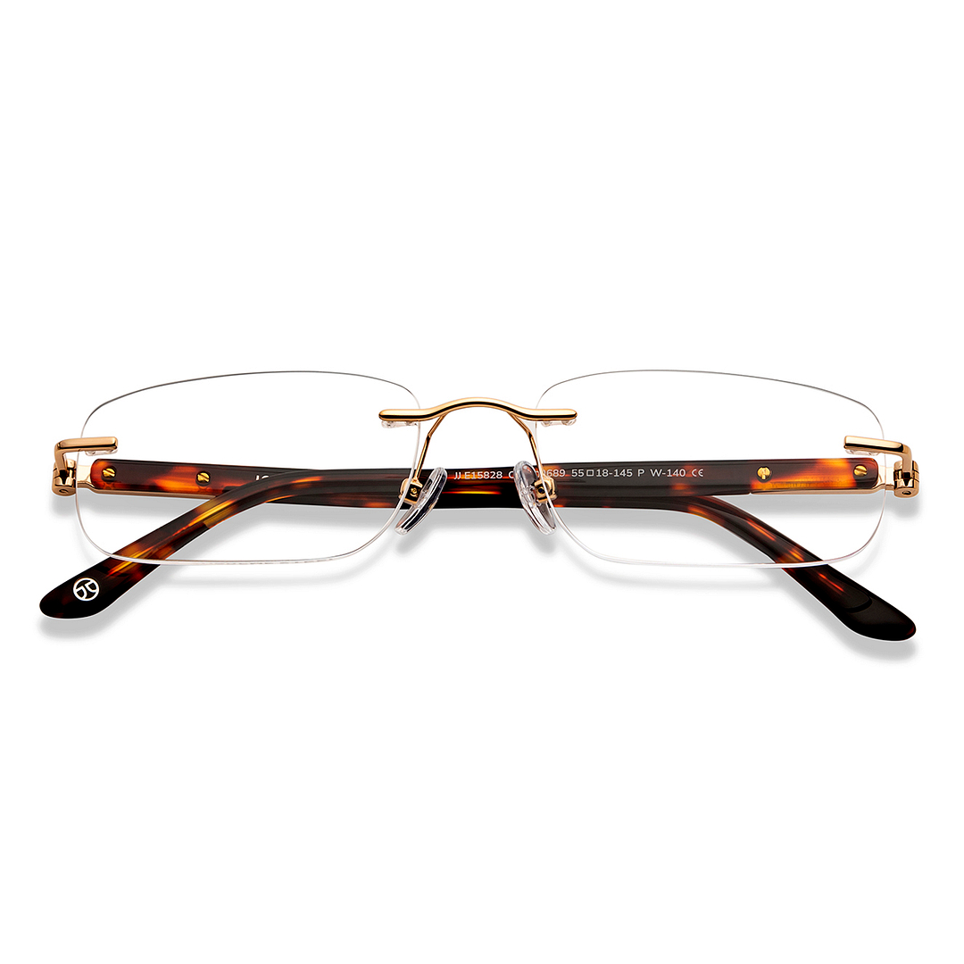 John Jacobs Online Gold Rimless Rectangle left side