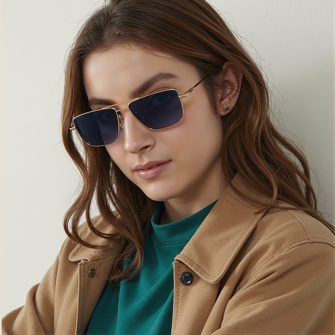 Buy Gold Transparent Blue Gradient Full Rim Square John Jacobs JJ