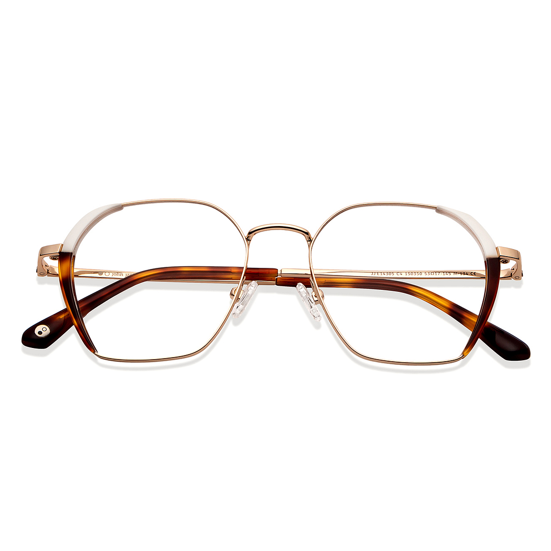 John Jacobs White Full Rim Geometric left side