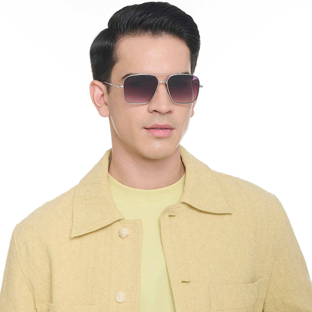 Buy Gradient Grey Blue Shiny Silver Full Rim Aviator John Jacobs